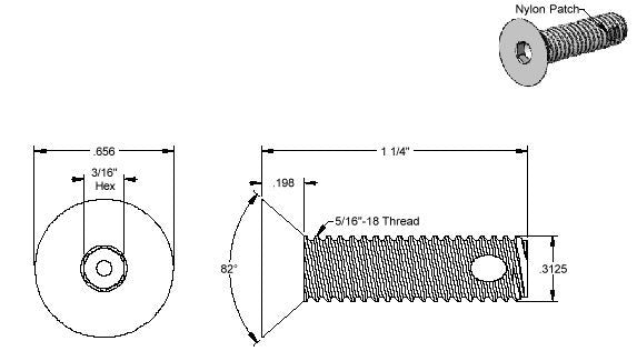 SCRM-025 SP-400 - Alloy Self-Locking Flat Head Socket Cap Screw 5/16"-18 Thread, 1-1/4" Length, Blac image 0