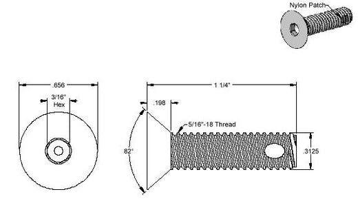 SCRM-025 SP-400 - Alloy Self-Locking Flat Head Socket Cap Screw 5/16"-18 Thread, 1-1/4" Length, Blac image 0
