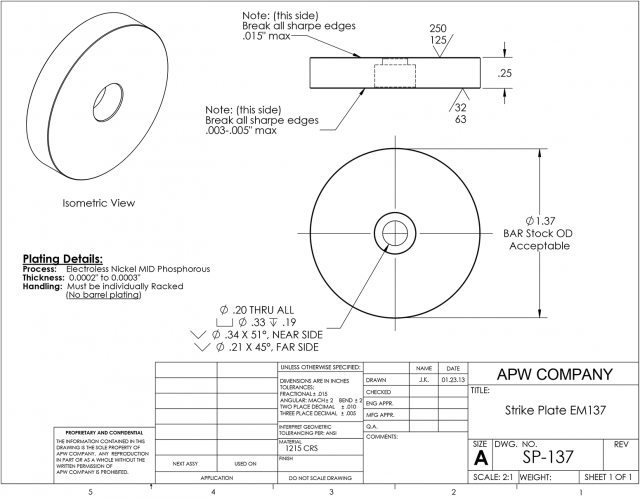 SP-137 Strike Plate or Keeper Plate 1.375" Dia. x 0.25" H for EM137or Smaller Electromagnets image 1