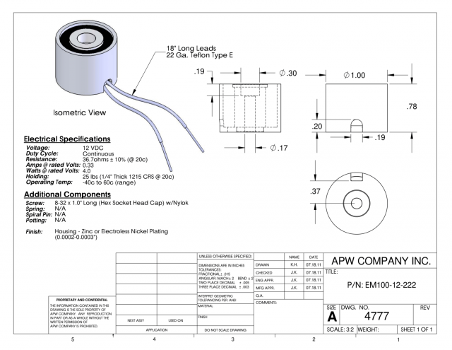 ELETTROMAGNETE N211PW25M1 12V 25W ED100%